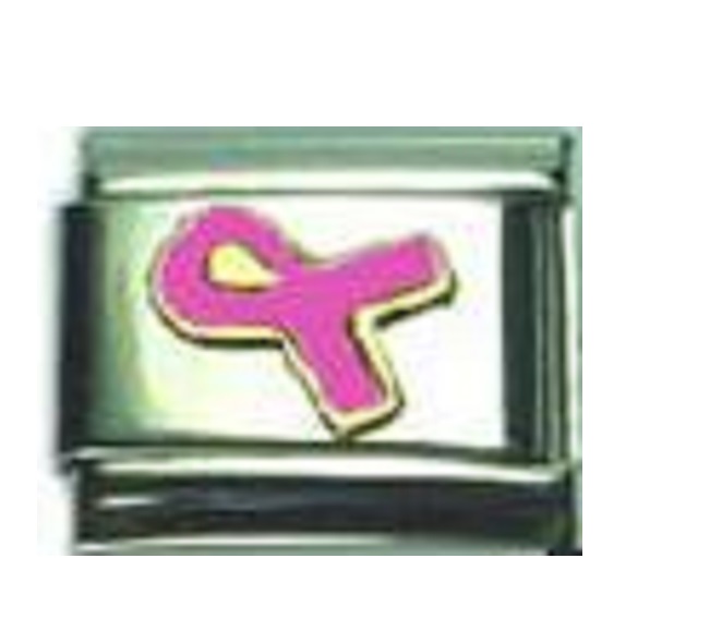 Breast cancer ribbon (c) - Enamel 9mm Italian charm - Click Image to Close